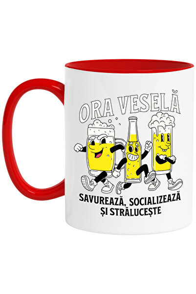 StoryGift Romania Cana ora vesela pahare de bere alcool petrecere, 330ml, Cer...