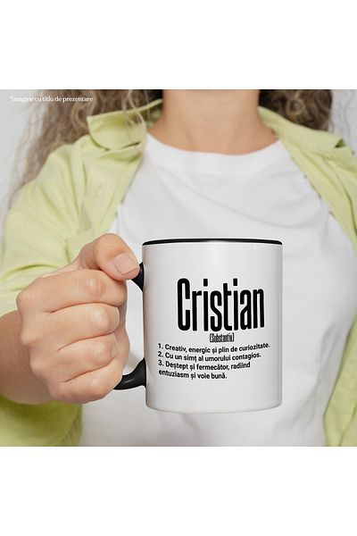 StoryGift Romania Cana Cu Numele Cristian, Cu Mesaj Motivational, Creativ, Energic, Curios, Destep, Cu ,stg