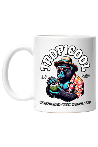 StoryGift Romania Cana Tropicool Racoreste-te In Stilul Tau, 330ml, Ceramic Cu Maner Alb, Cu Maner Alb Stg