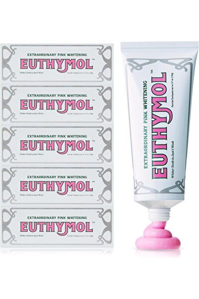 EUTHYMOL Whitening Toothpaste Pack Of 5 – 3.7 Fl Oz | Fluoride-free | Stain Removal | Fresh Breath