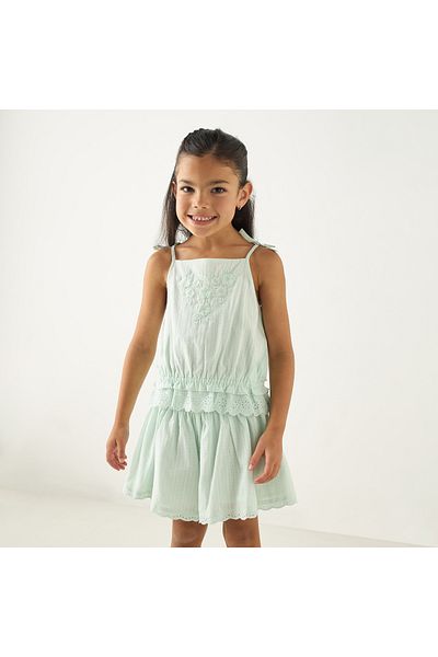 ELIGO Embroidered Sleeveless Top and Skort Set