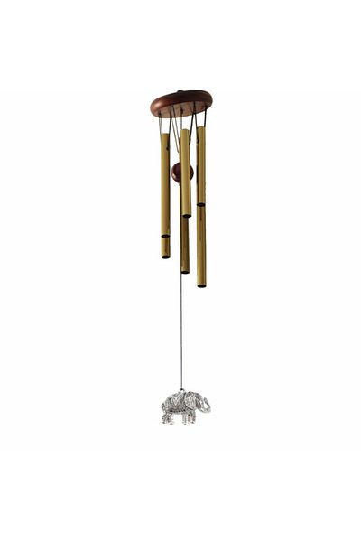 PUFO Clopoțel de vânt cu 6 tuburi sonore metalice pentru casă sau grădină, model de elefant Feng-Shui