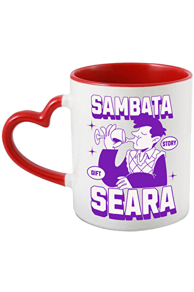 StoryGift Romania Cana Cu Barbat Cu Pahar De Vin Relaxare Text Sambata Seara,...