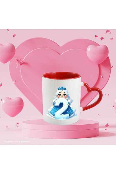 StoryGift Romania Cana Cu O Fetita Imbracata Gros | Dragalasa | Ilustratie | Tine Cifra "2" | Scoa, Cu Maner Inim Stg