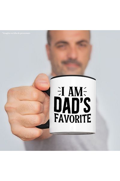 StoryGift Romania Mug for Dad's Favorite Child with a Message in English with Black Handle, With M