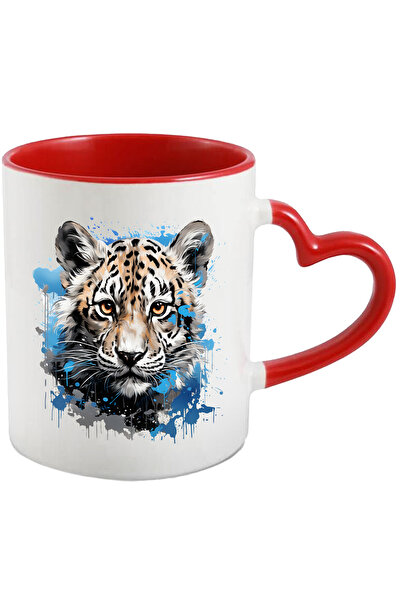 StoryGift Romania Cana Cu Pui De Leopard, Watercolor, Vopsea, Animal, Multico...