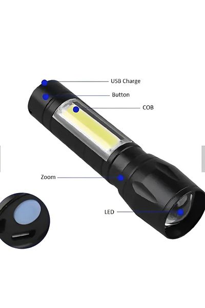 Generic Rechargeable Flashlight Green Plastic Box