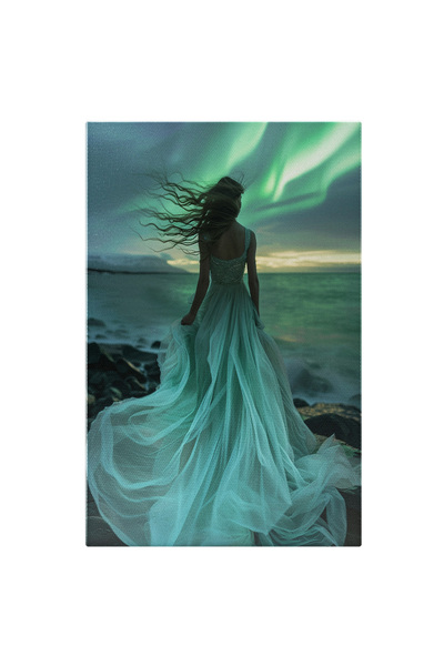 StoryGift Romania Tablou Canvas: Mireasa Privește Aurora Boreală Cer Luminat ...