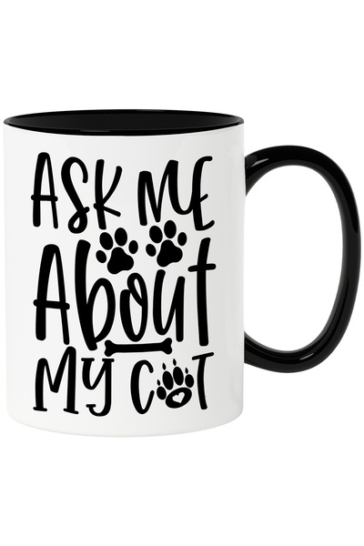 StoryGift Romania Cana Cu Textul "ask Me About My Cat" - Intreaba-ma Despre P...
