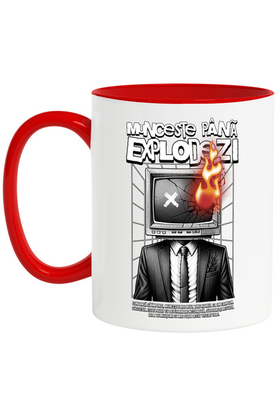 StoryGift Romania Cana barbat office cu televizor foc munceste pana explodezi...