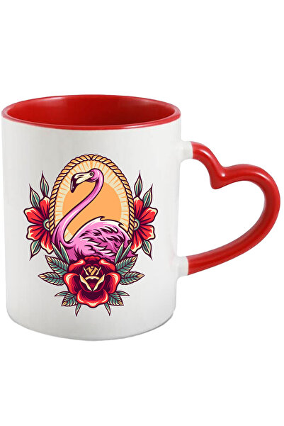 StoryGift Romania Cana Cu Flamingo, Flori, Frunze, Franghie, Pasare, Exotic, ...