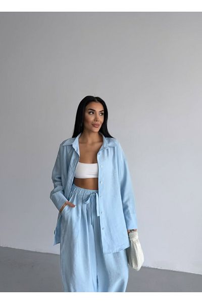 Lavanta Tekstil Set cămașă largi din bumbac cu talie elastică