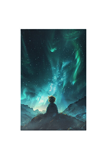 StoryGift Romania Tablou Canvas: Un Mic Baietel Care Priveste Catre Cerul Cu Valuri De Culori Fascinante Si Ste