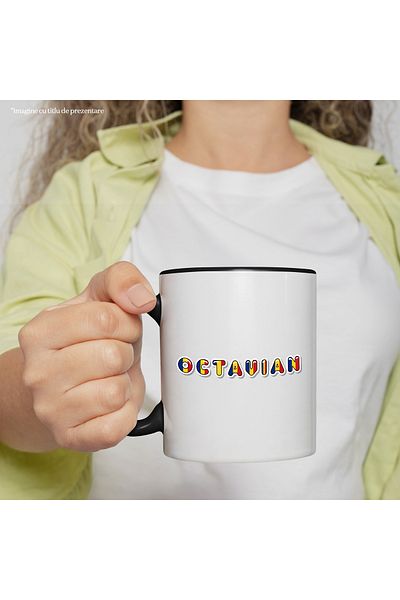 StoryGift Romania Mug With Name Octavian, Romania, Supporter, Romanian Flag, Patriot, 330ml, Ce, Cu
