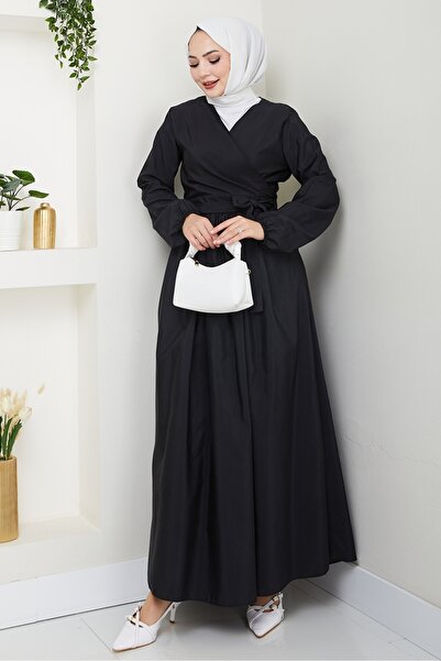 Bestenur Tie-Up Blouse Skirt Double Set 1465 - Black