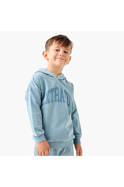 Juniors Typographic Print Hooded Long Sleeves Sweatshirt and Joggers Set