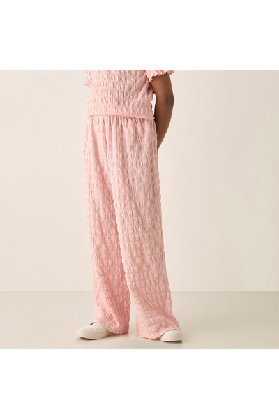 Juniors Textured Top and Pants Set