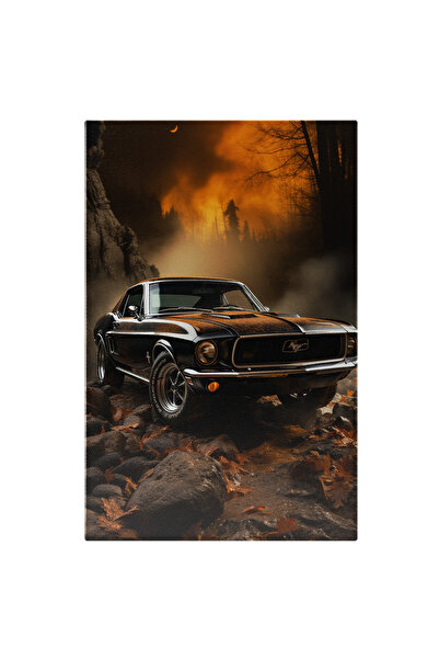 StoryGift Romania Tablou Canvas: Fotografie Cu Un Mustang Clasic - Vechi Negr...