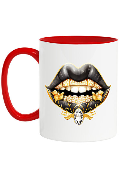 StoryGift Romania Cana Cu Niste Buze Negre | Dinti Albi | Pietre Pretioase | ...