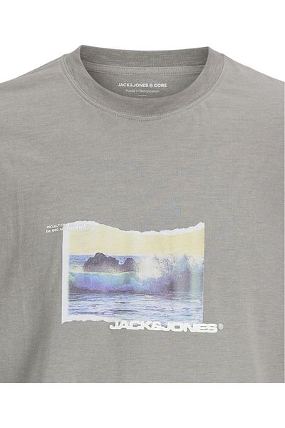 Jack & Jones Tricou JACK &JONES Sago Photo Slub - 12276525-Gray Flannel