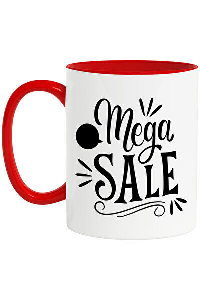 StoryGift Romania Cana Cu Textul "mega Sale" - Reduceri Uriase Ieftine Cu Maner Rosu, Cu Maner Rosu Stg
