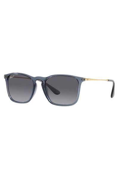 Ray-Ban Ochelari de soare polarizați Chris pentru femei rb4187 6592/t3, albaștri, dreptunghiulari, 54 mm