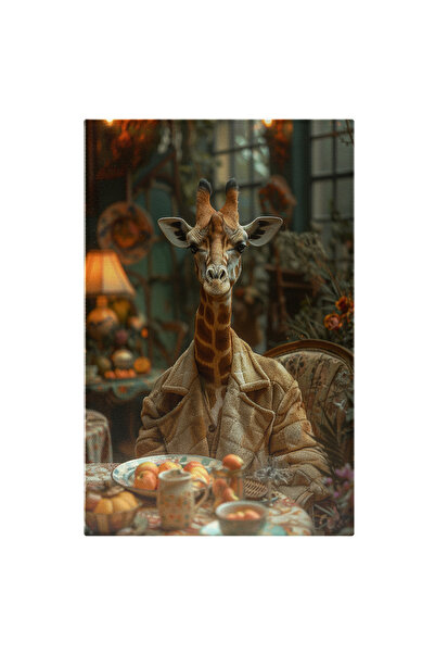 StoryGift Romania Tablou Canvas Micuta Girafa Cu Urechi Lungi Imbracata In Ha...