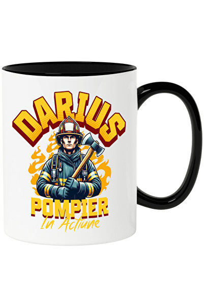 StoryGift Romania Cana Cu Barbat In Costum Pompier Cu Topor In Flacari Text D...