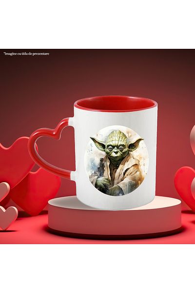 StoryGift Romania Mug With Yoda, Jedi, Lightsaber, Star Wars, Circle, Illustration, Multicolor 330 ml,, With ,STG
