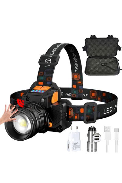 Choice Packing D High Power 50w Led Induction Headlamp Rotating Zoom With Built-in Battery Usb Rechargeable