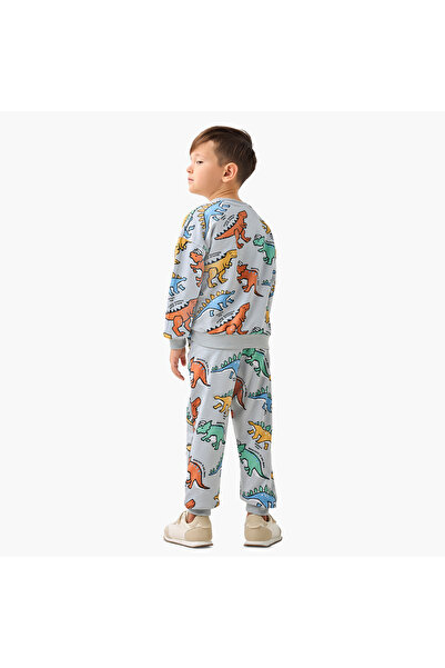 Juniors All-Over Dinosaur Print Sweatshirt and Joggers Set