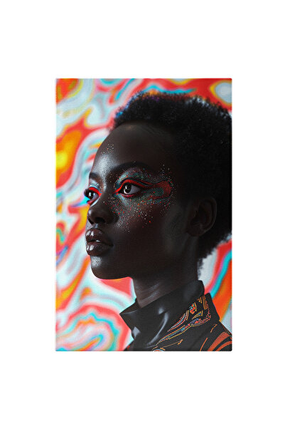 StoryGift Romania Tablou Canvas: Black Women Cu Pietricele Pe Fata Cu Par Scu...