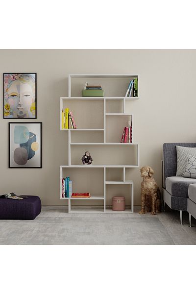 Mourah Home Karmato Modern Bookcase Display Unit Ancient White