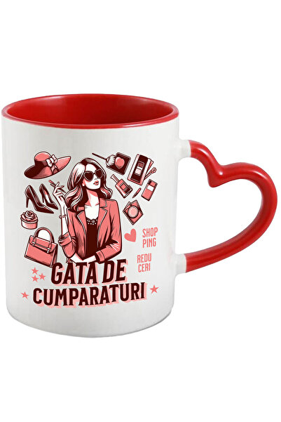 StoryGift Romania Cana Cu Femeie Chic Cu Ochelari De Soare So Tigara Palarie Pantofi Text In Limba, Cu Maner Inim Stg