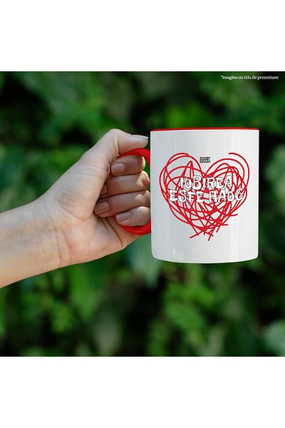 StoryGift Romania Heart drawn mug chaos love complicated love, 330ml, Ceramic with Red Handle, With,STG