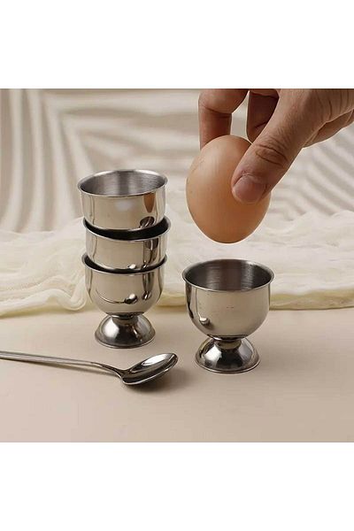 Reyo 4Pcs Stainless Steel Goblet Egg Holder, Goblet Egg Cup Hotel, Restaurant