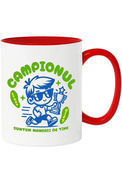 StoryGift Romania Cana Cu Baiat Animat Cu Ocelari De Soare Trofeu Cupa Campio...