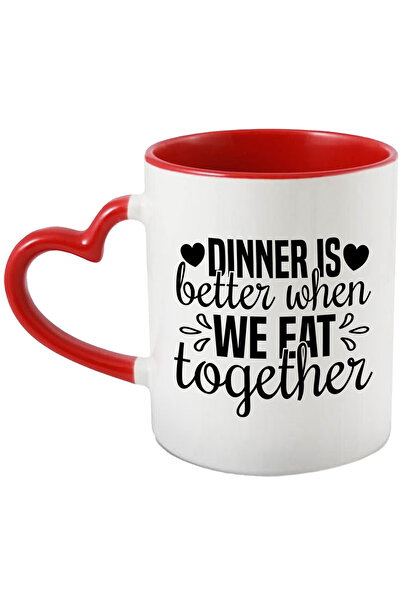 StoryGift Romania Cana Pentru Cei Care Prefera Sa Ia Cina Impreuna - Inimioare Cu Maner Inima Rosi, Cu Maner Inim Stg
