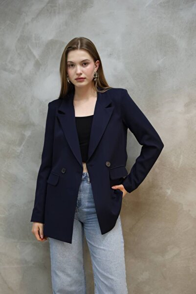 ZF BUTİK Women's Single Button Blazer Jacket