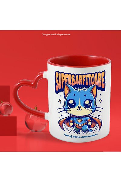 StoryGift Romania Super Gossip Girl Mug, Superhero, Flying Cat, 330ml, Ceramic with Heart Handle, With ,STG.