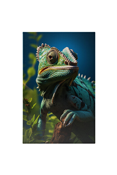 StoryGift Romania Tablou Canvas: Imaginea Unei Iguane Verzi Pe O Ramura De Copac- Fotografie Artistica Si Viata