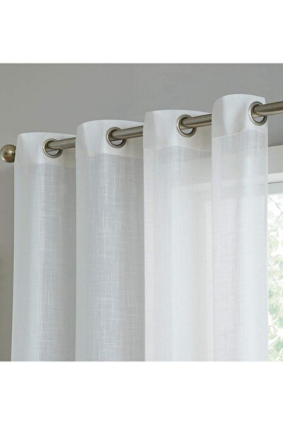 farbateks Cream Linen Linen Rustic Tulle Curtain Eyelet Curtain Rustic Tulle Curtain