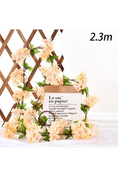 Choice 1pcs champagne 230cm Artificial Sakura Flowers Vine Wedding Garden Arch Home Party Decoration Christ
