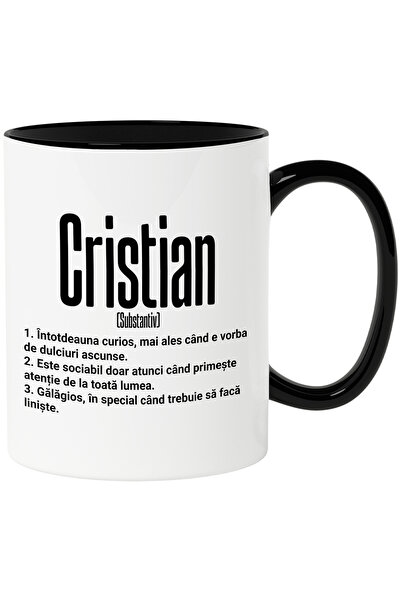 StoryGift Romania Cana Cu Numele Cristian, Cu Mesaj Amuzant, Curios, Sociabil...