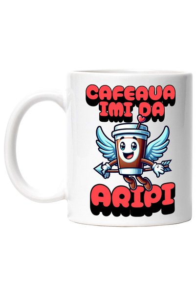 StoryGift Romania Happy Coffee Mug With Wing Text Coffee Gives Me Wings, Cera...