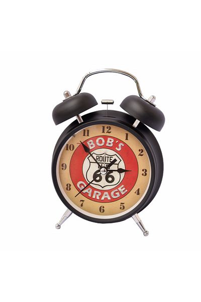 PUFO Ceas deșteptător Route 66, metal, 15 cm, negru