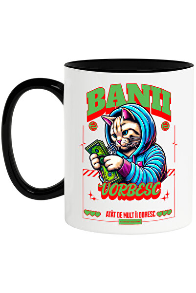 StoryGift Romania Cana Pisica Gangster Numarand Bacnote Banii Vorbesc, 330ml,...