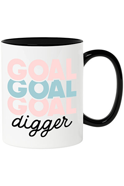 StoryGift Romania Cana Cu Textul "goal Digger" - "sapatoare" Pentru Obiective Cu Maner Negru, Cu Maner Negru Stg