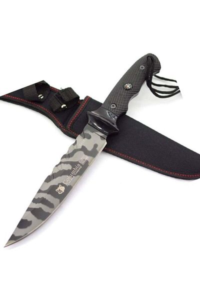 PUFO Cuțit de vânătoare 32 cm Full Tang, model Black Legion Style, mâner ergonomic, teacă inclusă