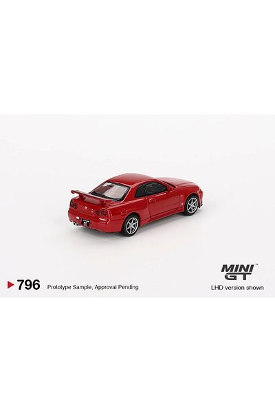 mini gt Nissan Skyline Gt-R (R34) V-Spec Active Red Blister